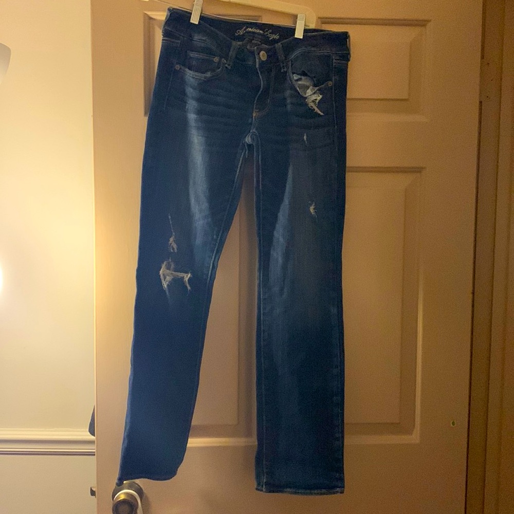 American eagle jeans straight leg distressed